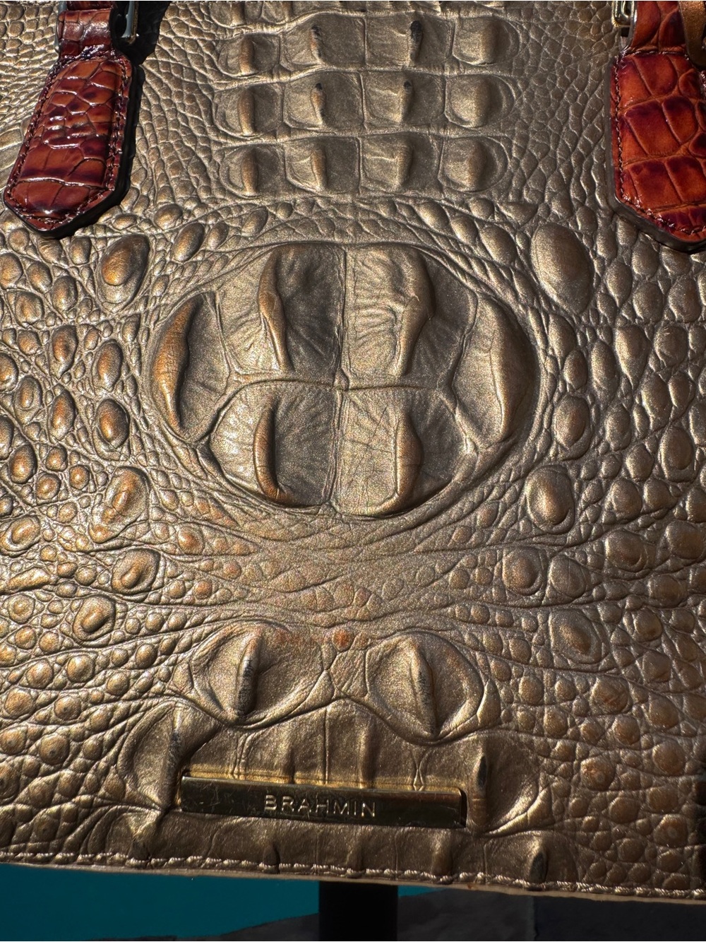 Brahmin Small Irene Rose Gold Provence Croc Leather Satchel GUC - Picture 3 of 16